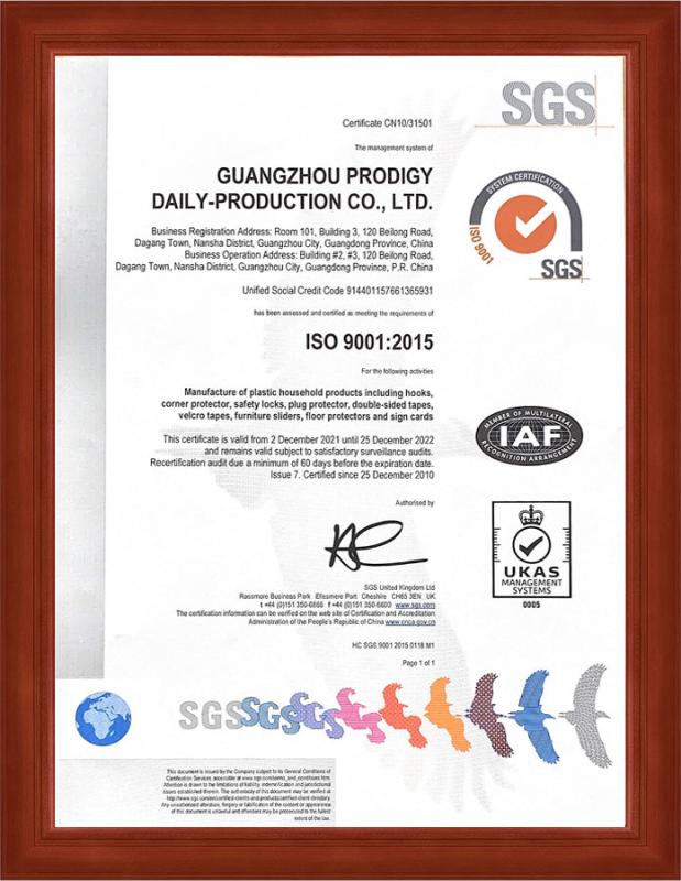 ISO 9001:2015 - Guangzhou Prodigy Daily Production Co., Ltd.