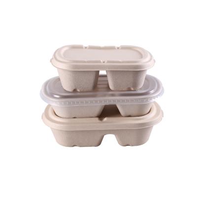 China 2 Compart Leak Resistance Sugarcane  Restaurant Supply Take Out Containers for sale