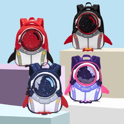 China Waterproof 3D Rocket Kids Backpack Anti Lost Cartoon Girls Astronauts School Bags for sale