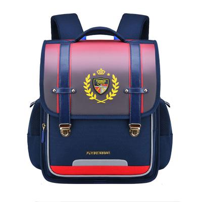 China Orthopedic Leather School Backpacks Boy Girl School Bag Large Capacity for sale