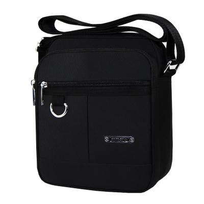China Travel Shoulder Messenger Bag 2 Sizes Black Nylon Crossbody Bag Casual Waterproof for sale
