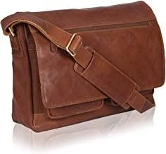 China 14inch Laptop Womens Leather Messenger Bag Canvas Cowhide 400g for sale