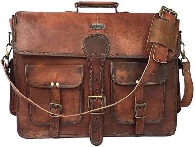 China 400g 14 Inch Vintage Handmade Leather Messenger Bag For Laptop Briefcase for sale