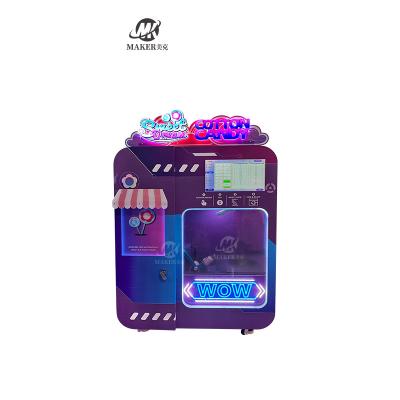 China Cotton Candy Maker Robot Fairy Floss Vending Machine 2500W Purple Color Te koop