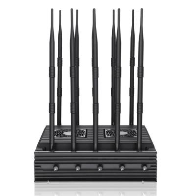 China New powerful 10 antennas jammer block 2G, 3G, 4G, WIFI, 5.8GGPSL1 ,Lojack,75W output power cover range up to 80m for sale