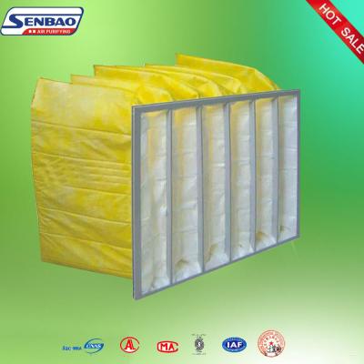China Portable F8 Yellow Pocket Synthetic Fiber Air Filters Low Initial Resistance for sale