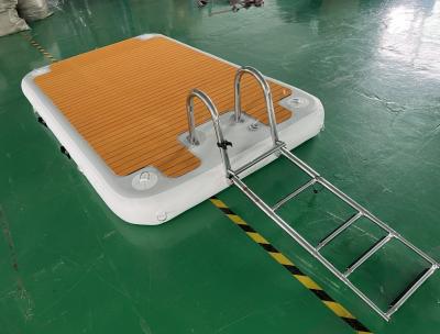China EVA Inflatable Dock Floats Water Mat Floating Platform With Stainless Steel Stair for sale