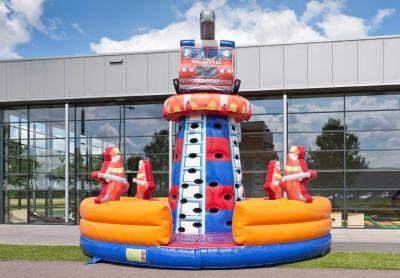 China PVC Fire Truck Inflatable Dry Slide For Outdoor Toys Inflatable Climbing Wall for sale