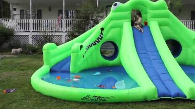 China Commercial Inflatable Water Park , Green Inflatable Water Slide Pool for sale