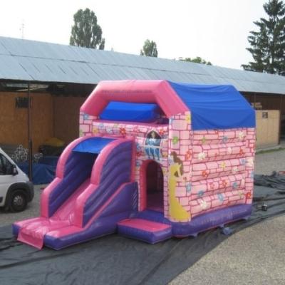China Pink Waterproof Princess Combo Bounce House With Single Slide for sale