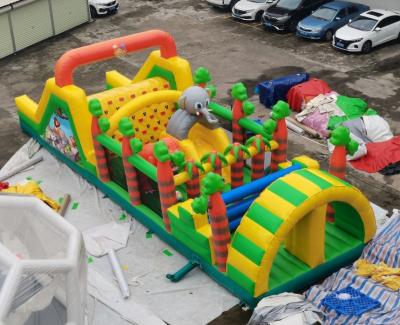 China 0.55mm PVC Animal Inflatable Obstacle Course With Toys 15*5*4.5m for sale