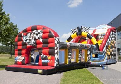 China Safety Auto Word Slide Red Commercial Inflatable Slide With Obstacle Course for sale