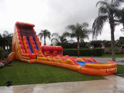 China 30 Feet Tall Orange Inflatable Adult Water Slide Cool Water Park Slide for sale