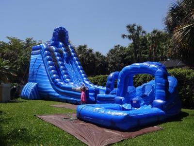 China Commercial Grade 32ft Tall Cyclone Bouncy Water Slides Two Sliding Lanes for sale