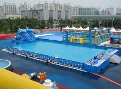 China Durable Backyard Ground Metal Frame Pool Blue Inflatable Swimming Pool 0.9 PVC Tarpaulin for sale