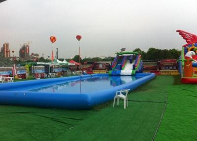 China Blue Large Inflatable Kids Swimming Pool With Slide For Inground Pools for sale