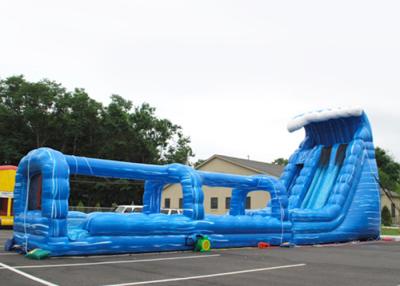 China Giant Adults Blue Long Double Inflatable Slip And Slide With Pool for sale