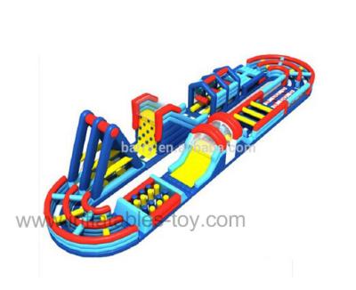 China Multielement PVC Tarpaulin Inflatable Obstacle Course With Boot Camp Wipeout for sale
