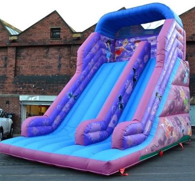 China 30ft Princess Inflatable Dry Slide , Faires Slide Purple Giant Bouncy Slide for sale
