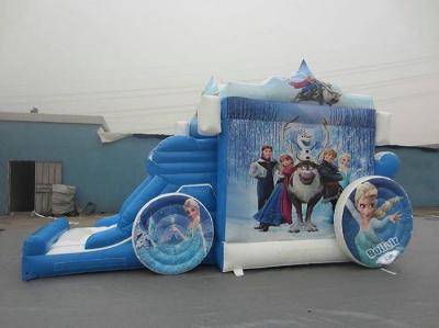 China Amazing Frozon Princess Inflatable Combo , Blue carriage Inflatable Bouncer Combo for sale