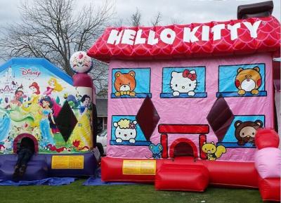 China Pink Hello Kitty Inflatable Bouncer , Blow Up Kids Bouncy Castle For Backyard Fun for sale