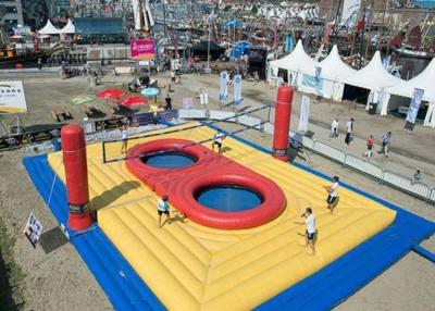China Beach Inflatable Volleyball Court For Rental / Jumping Trampoline Inflatable Volleyball Field for sale