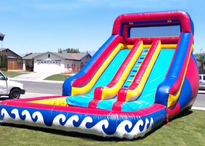 China Funny Wave Adult Size Giant Inflatable Water Slide With Pool for sale