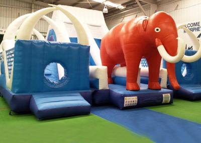 China Corrediça inflável gigante azul e vermelha do CE, do EN14960 do mundo do elefante do leão-de-chácara para crianças à venda