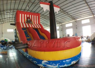 China Red Inflatable Pirate Boat / Inflatable Pirate Ship Fun City Inflatable Playground for sale