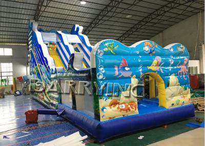 China Seaworld Giant Commercial Inflatable Slide With Inflatable Bounce House Hand Printing for sale