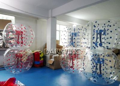 China Commercial Outdoor Inflatable Toys Red Dot / Blue Dot Human Sized Soccer Ball 1.7 M for sale