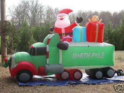 China Giant Inflatable Advertising Products Christmas Ornaments Santa Claus With Car for sale