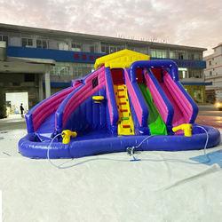 China EN71 Inflatable Bouncy Castle Water Inflatable Fun Park For Kids With Pool Slide for sale