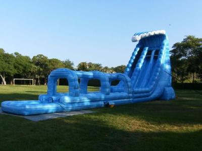 China Double Blue Backyard Inflatable Water Slides , Long  Water Slides for sale