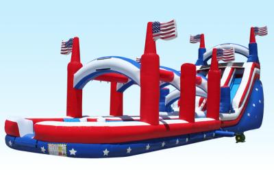 中国 屋外18Foot Hignt膨脹可能な水スライドすべてスリップのスライドが付いている米国旗 販売のため