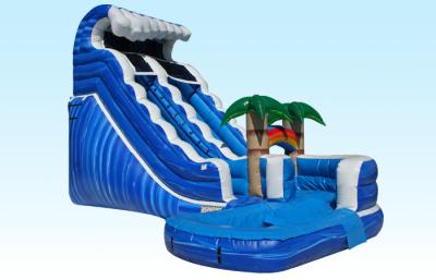China PVC Blue Jungle Monster Inflatable Wave Slide With Pool , 25L x 15W x 18H for sale
