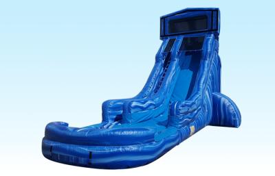 China Customized 20FT Deep Blue Inflatable Commercial Water Slides With Separated Pool for sale