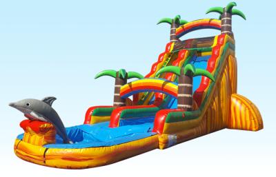 China Barry PVC Material Inflatable Water Slides 22FT Tropical Paradise With Silk Printing for sale