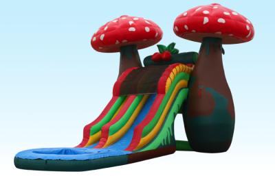 China Amazing Special 23Ft Mushroom Inflatable Water Slides With Small Pool For Party for sale