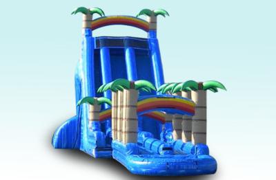 China Light Blue 27FT Tropical Rush Inflatable Water Slides  For Outdoor Plarground for sale