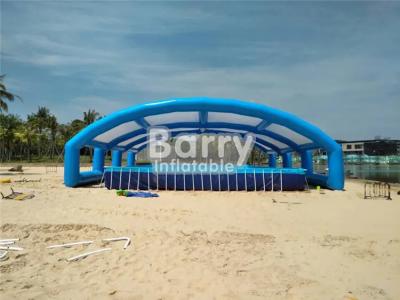 China Barraca de abrigo inflável azul e branca para a praia da associação do quadro do metal à venda