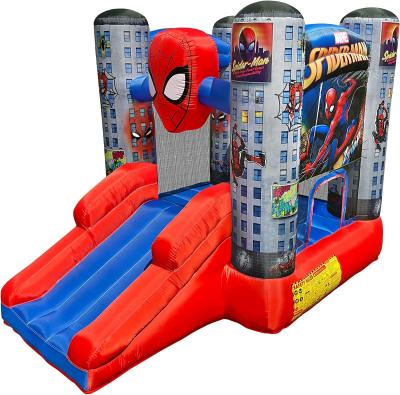 China 0.55mm PVC Outdoor Bouncer Marvel Spider Man Kids Bounce House With Slide for sale