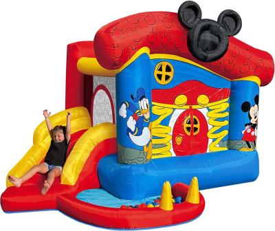 China 0.55mm PVC Inflatable Bouncer Disney Mickey Mouse Funhouse Outdoor Bounce House With Slide for sale