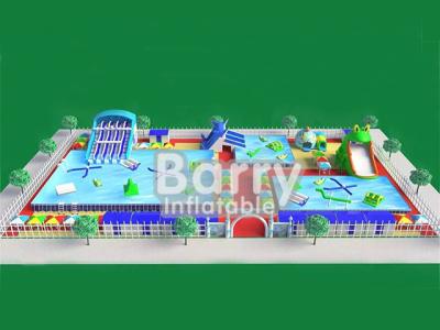 China Commercial inflatable water park equipment , metal frame inflatable amusement park for sale