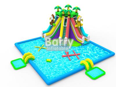 China Kids inflatable water park equipment , OEM/ODM jungle inflatable water slide pool park for sale