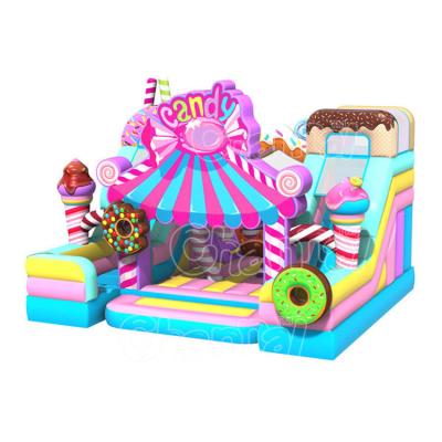 China Commercial Grade Inflatable Bounce House With Slide Candy Slide Castle for sale