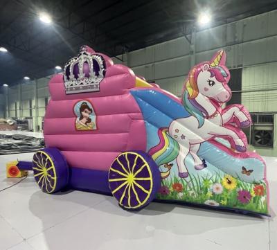 China Tema de dibujos animados Deslizador de casa de salto inflable Combo Unicornio Caballo Deslizadores de castillo de salto en venta