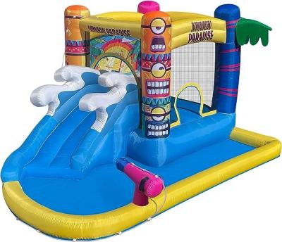 China Commercial Grade Inflatable Jumping Castle With Slide Backyard Waterslide With Water Cannon for sale