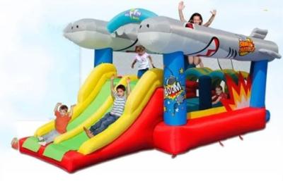 China 0.55mm PVC Inflatable Bouncer Castle Flying Fish Double Slide Bounce House Rentals for sale