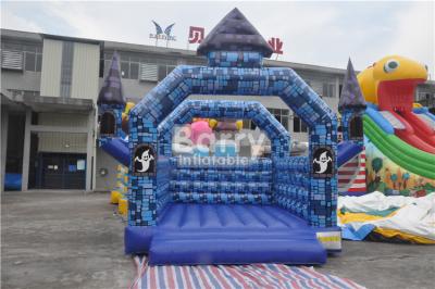 China 0.55mm PVC Inflatable Bouncer Blue Block Bouncy House Castle For Halloween Festival for sale